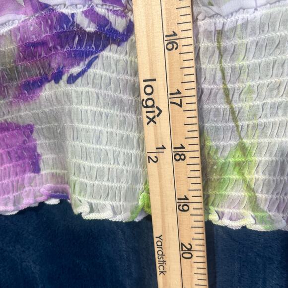 CRIMSON IVY NWT Floral Print White & Purple Flowy Blouse Womans Size Small - Picture 5 of 8